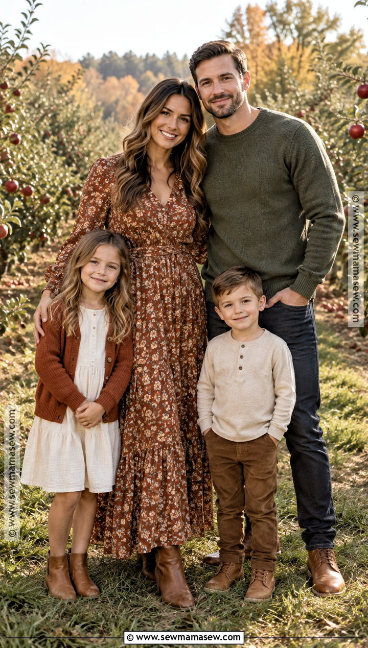 Rust Floral Dress Fall Family Photoshoot Outfit - 20 fall family photoshoot outfits