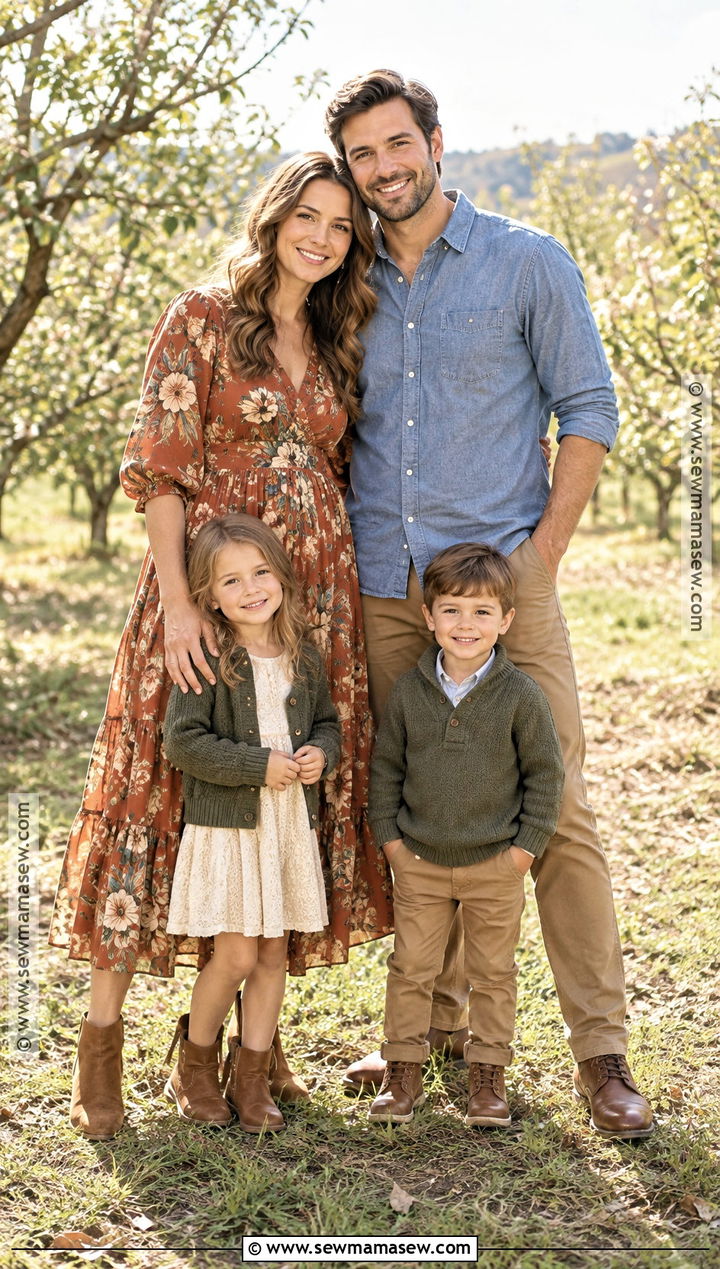 Rust Floral Dress Family Photo Outfits - 20 september family photos outfits