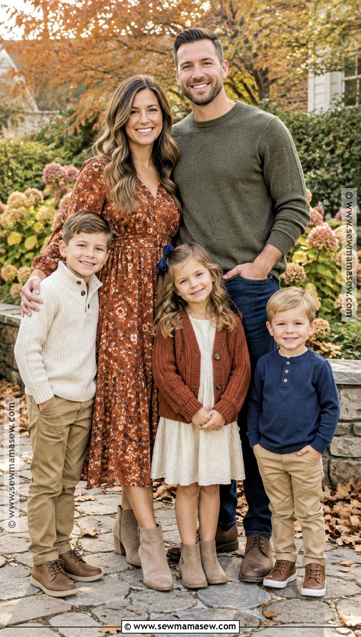 Rust Floral Dress Family Photo Outfits - 15 family photo outfits ideas fall