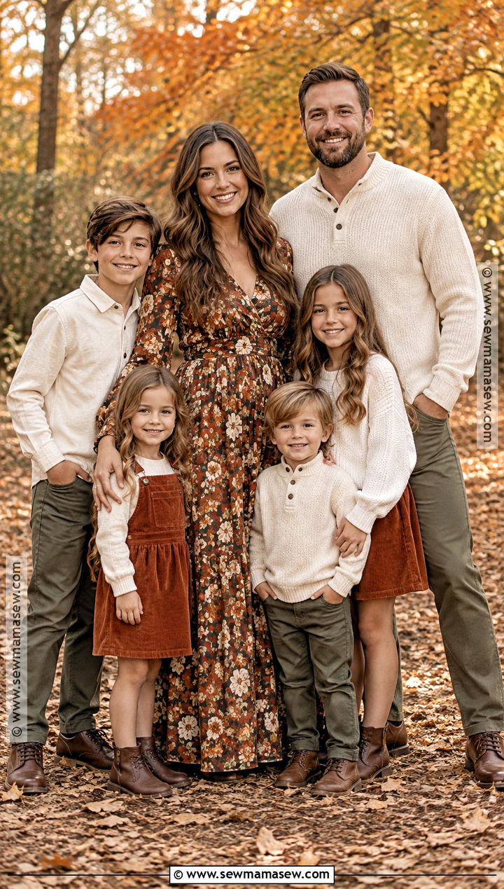 Rust Floral Large Family Fall Picture Outfits - 15 large family picture outfits for fall