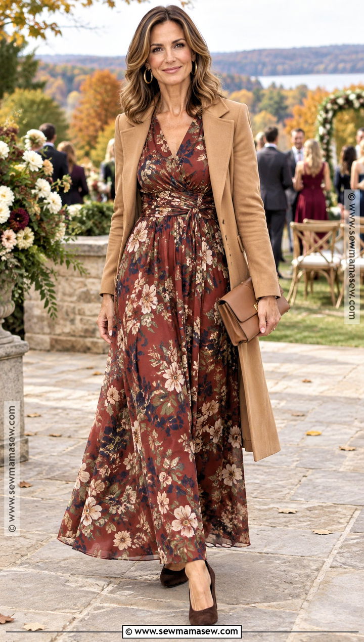 Rust Floral Maxi Mother of the Bride Dress - 15 Mother Of Bride Dresses Fall Wedding