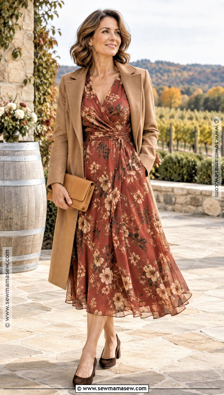 Rust Floral Midi Mother Of The Bride Dress - 15 Mother Of The Bride Dresses Autumn