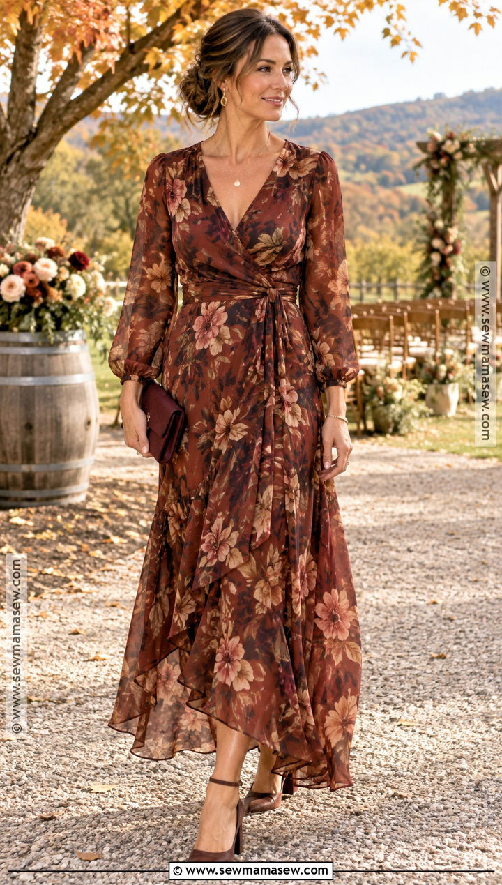 Rust Floral Mother of the Bride Dress - 20 mother of the bride dresses fall outdoor