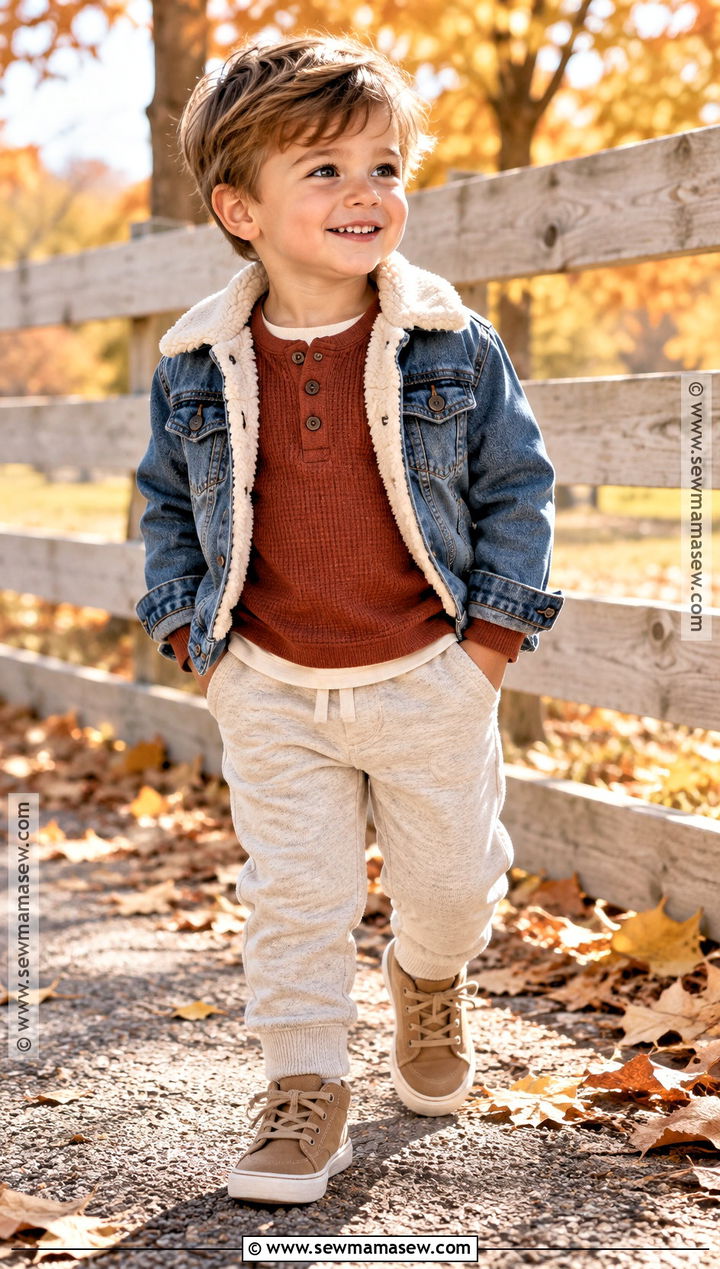 Rust Henley And Joggers Fall Toddler Outfit - 15 fall themed toddler clothing ideas