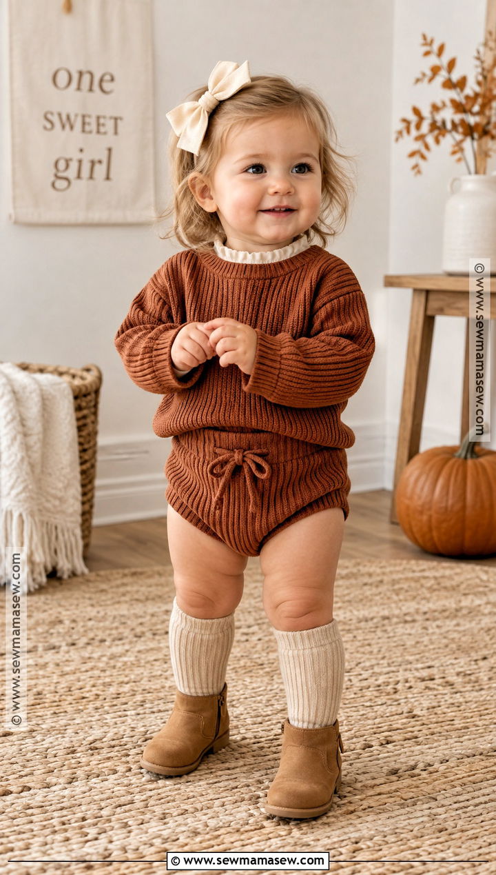 Rust Knit First Birthday Outfit - 15 first birthday outfit girl fall ideas