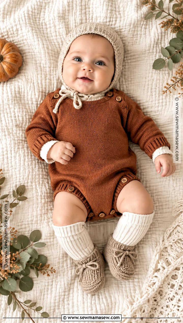 Rust Knit Romper Thanksgiving Outfit - 15 3 month thanksgiving outfit ideas