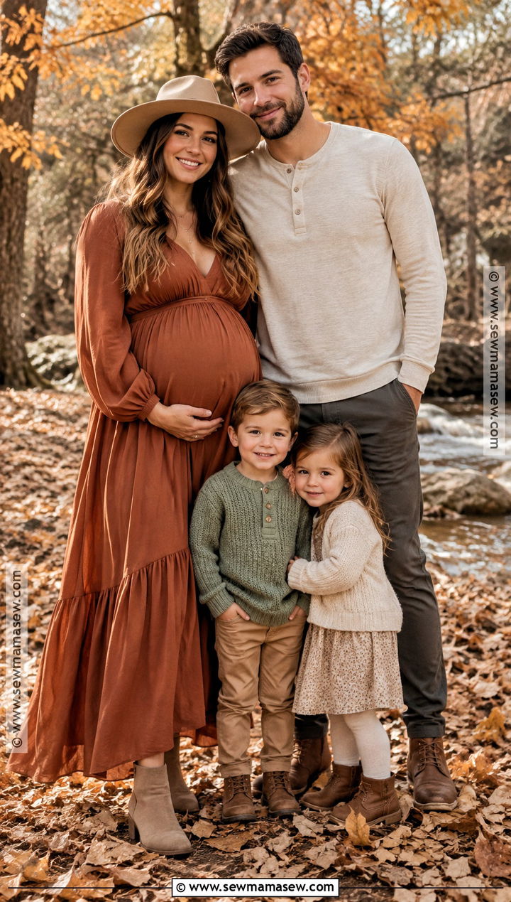 Rust Maternity Maxi Dress Fall Family Outfit - 15 fall family pictures outfits pregnant