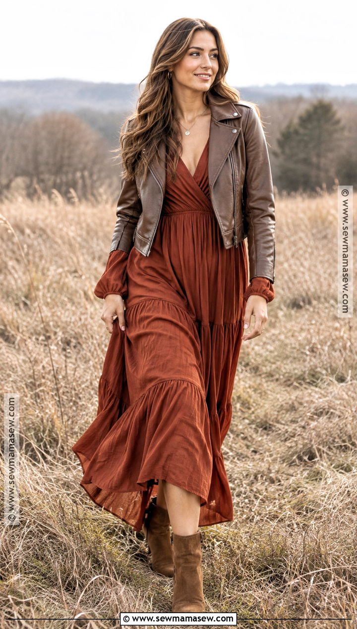 Rust Maxi Dress Engagement Photo Outfit - 15 november engagement photos outfits