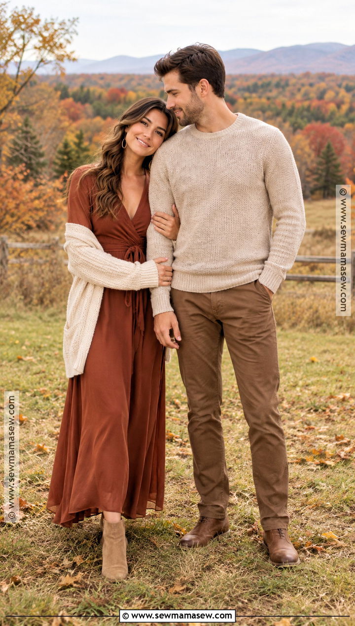 Rust Maxi Dress Engagement Photo Outfit - 15 engagement photo fall outfits