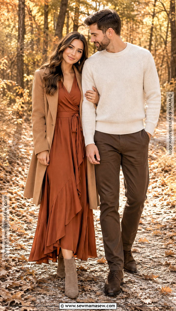 Rust Maxi Dress Engagement Shoot Outfit - 15 engagement shoot fall outfits