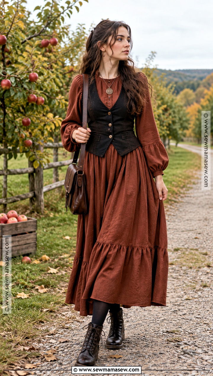 Rust Maxi Dress Witchy Fall Outfit - 25 witchy fall outfits