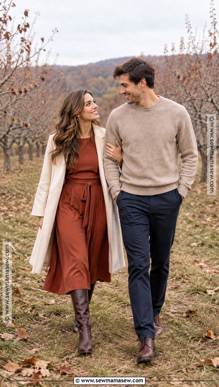 Rust Midi Dress And Brown Leather Boots - 20 november engagement pictures outfit ideas