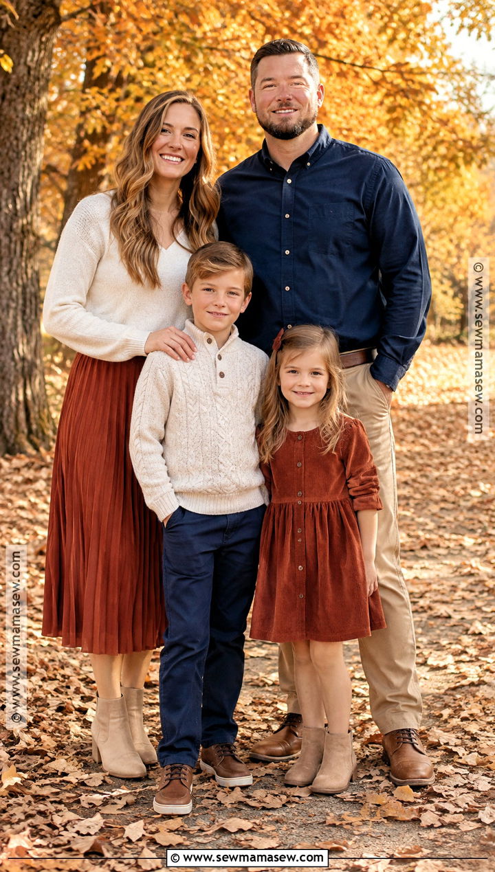 Rust Navy and Cream Fall Family Picture Outfit - 20 fall color family picture outfits