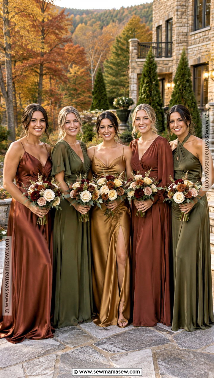 Rust Olive And Antique Gold Bridesmaid Dresses - 15 Mix And Match Bridesmaid Dresses Fall Color Palettes