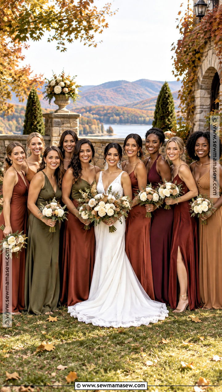 Rust Olive Burgundy And Caramel Bridesmaid Dresses - 20 bridesmaid dresses mismatched fall