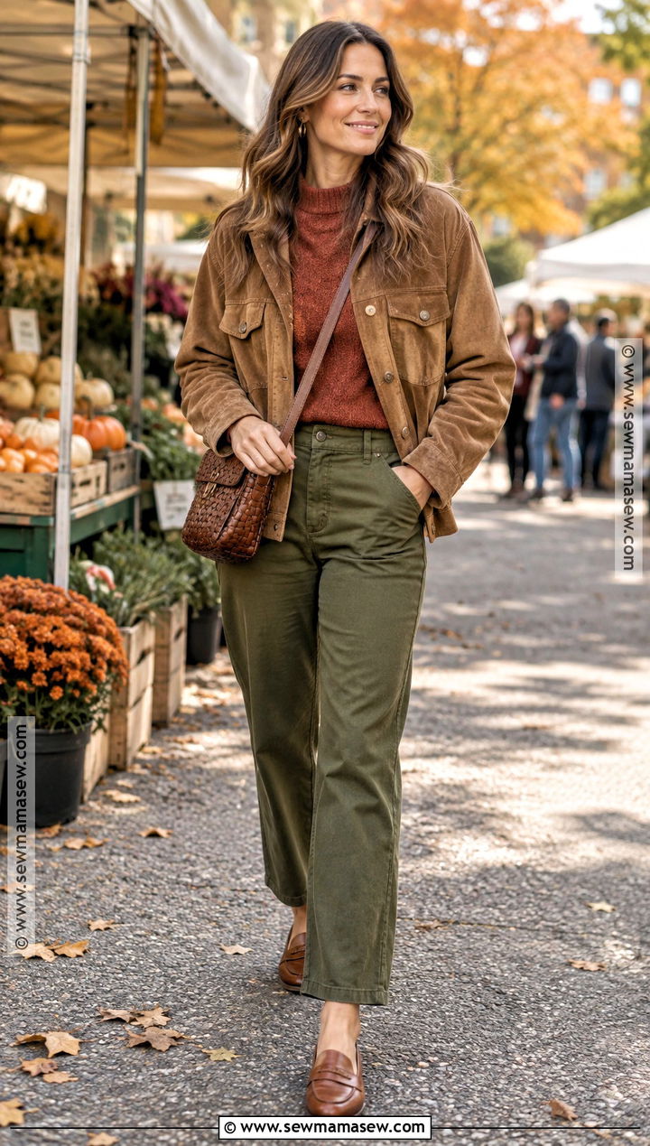 Rust Olive and Tan Autumn Outfit - 20 warm autumn outfits color palettes