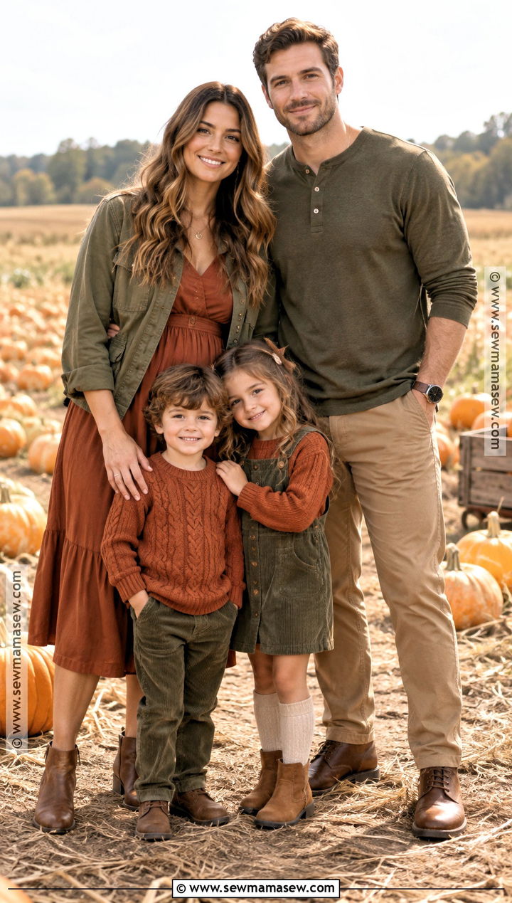 Rust Olive and Tan Family Pumpkin Patch Outfit - 15 fall pumpkin patch outfit ideas for family
