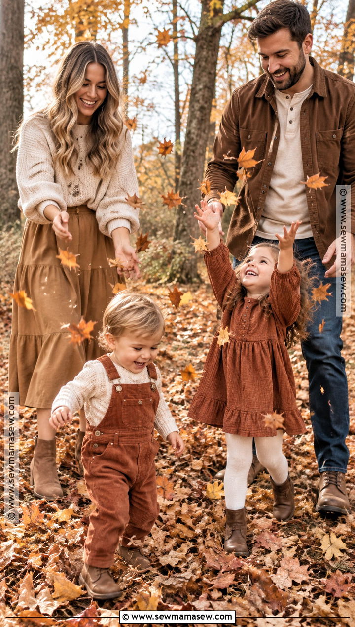Rust Overalls And Cream Knit Family Outfit - 15 fall family pictures outfits rust color