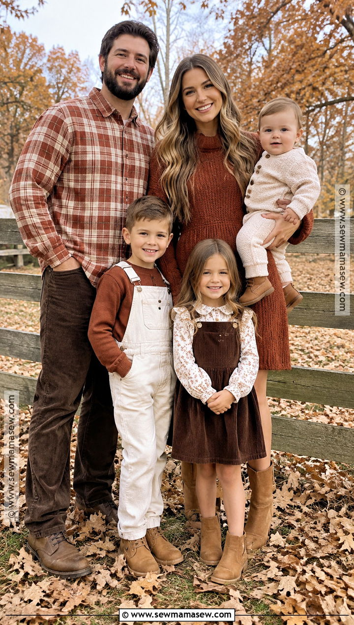 Rust Plaid And Brown Corduroy Family Outfit - 15 fall family pictures outfits rust color