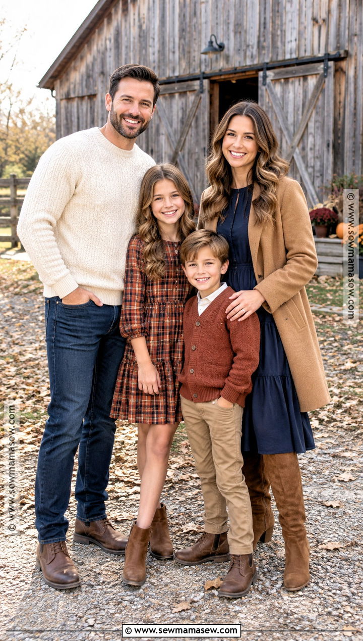 Rust Plaid And Neutral Fall Family Photo Outfit - 25 fall family photos outfits