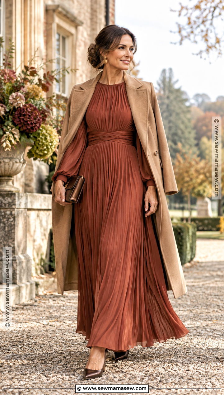 Rust Pleated Mother Of The Bride Maxi Dress - 15 November Mother Of The Bride Dress Ideas