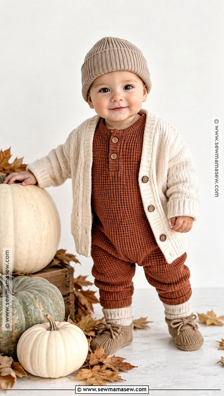 Rust Romper And Cream Cardigan Outfit - 20 baby thanksgiving outfit ideas for boys