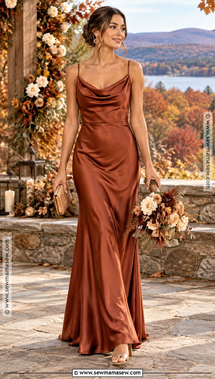 Rust Satin Bridesmaid Dress - 15 fall tones bridesmaid dresses