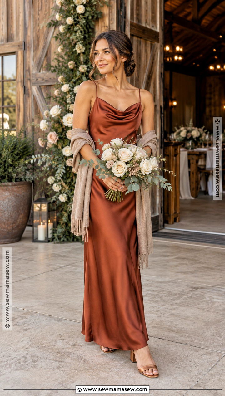 Rust Satin Bridesmaid Dress - 15 Fall Wedding Bridesmaid Dresses Rustic
