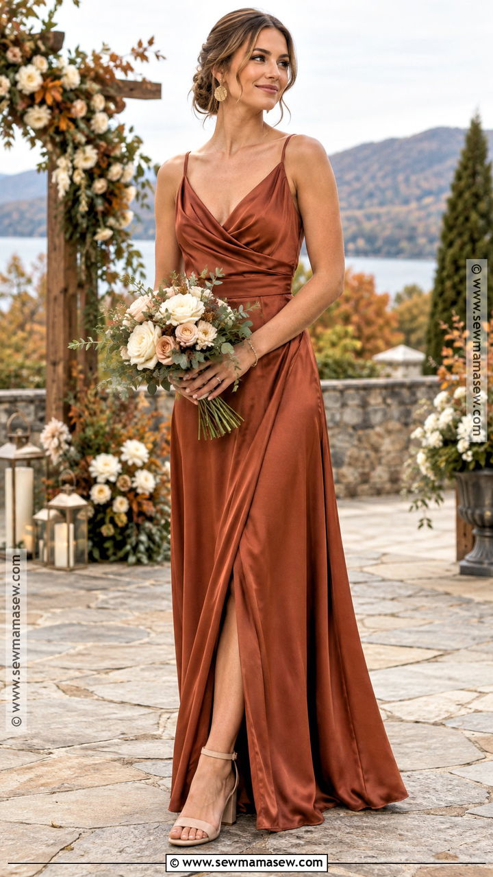 Rust Satin Bridesmaid Dress - 20 fall colored bridesmaid dresses