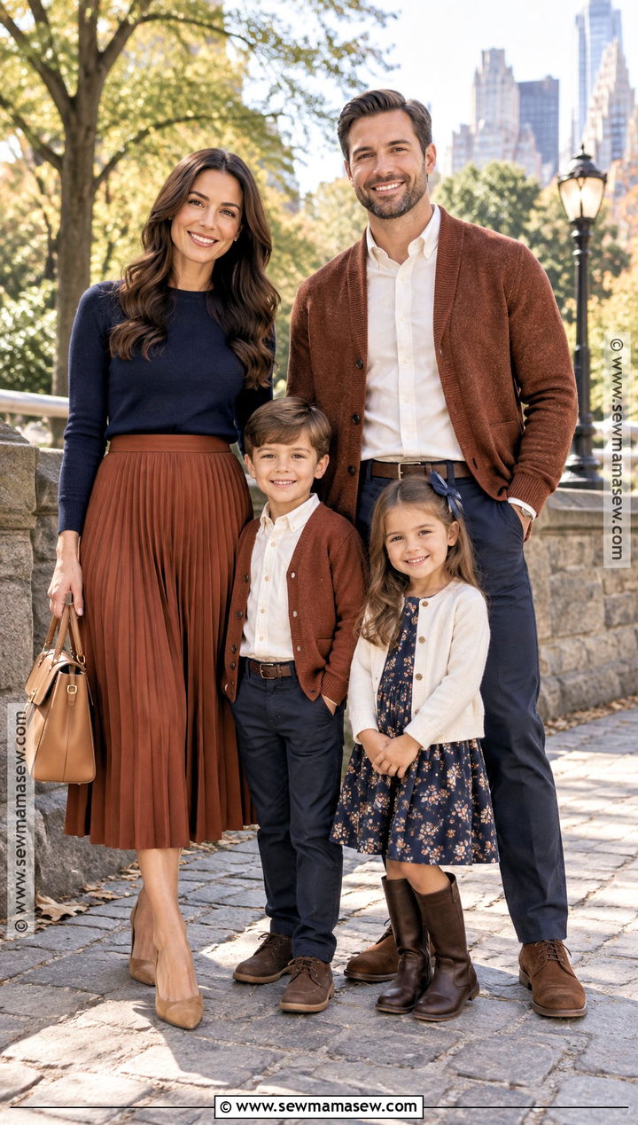 Rust Skirt And Navy Layered Family Outfit - 15 fall family pictures outfits rust color