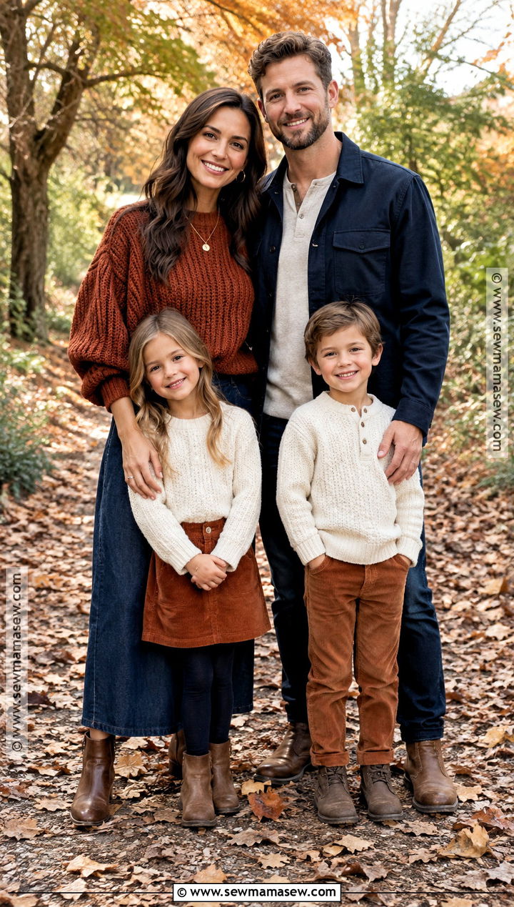Rust Sweater And Dark Denim Family Outfit - 15 fall family pictures outfits rust color