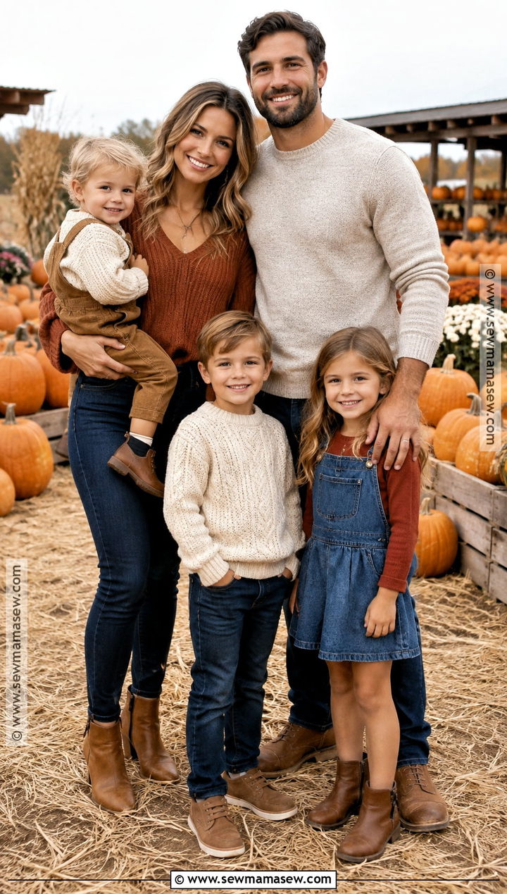 Rust Sweater And Denim Family Outfit - 15 fall family photos sweaters
