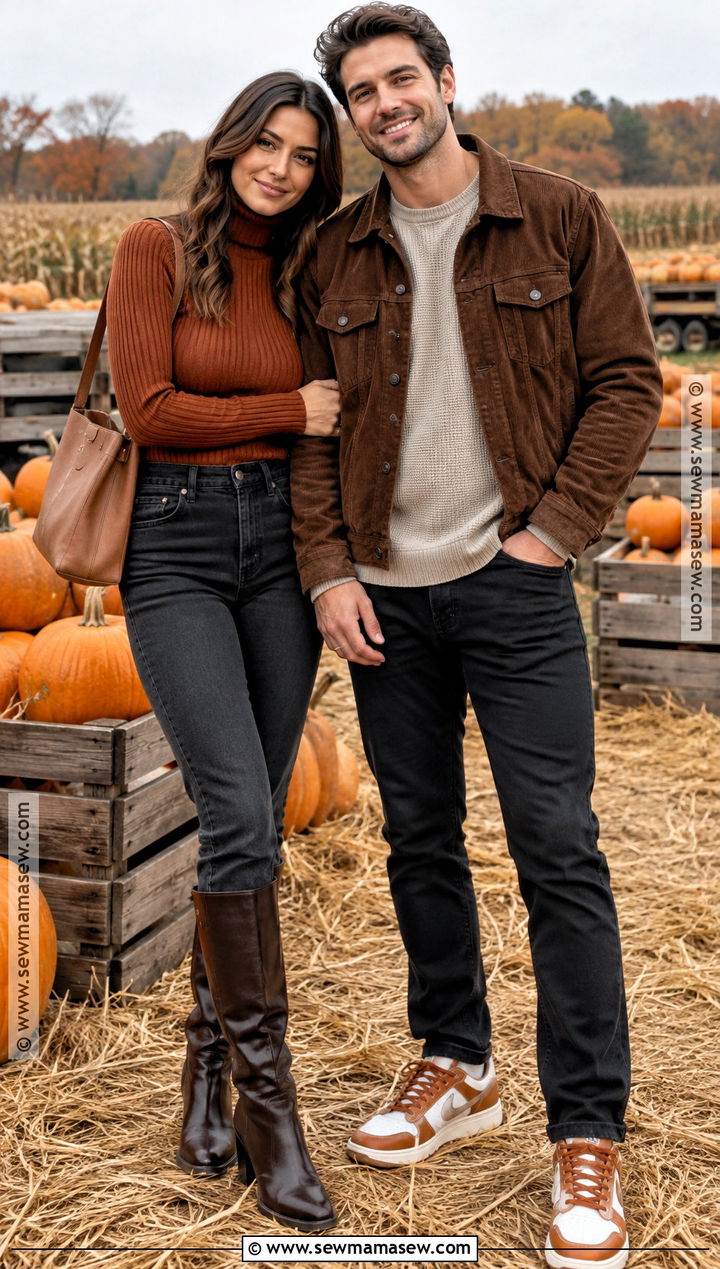 Rust Sweater Pumpkin Patch Couple Outfit - 25 Pumpkin Patch Couple Outfit Ideas
