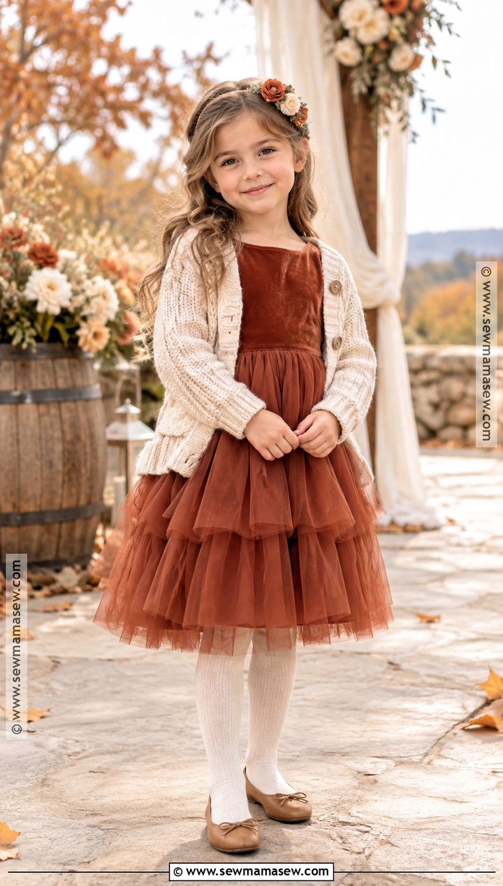 Rust Tulle Flower Girl Dress - 15 November Flower Girl Dresses