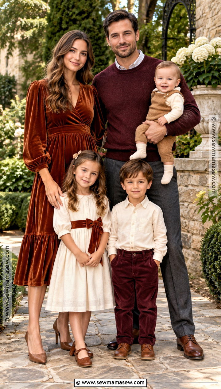 Rust Velvet And Burgundy Family Outfit - 15 fall family pictures outfits rust color