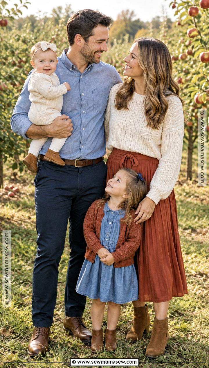 Rust and Blue Fall Family Picture Outfits - 15 family picture outfits for fall