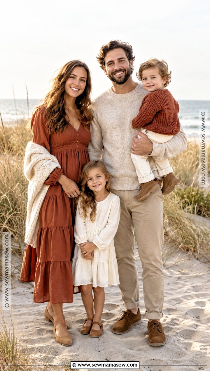 Rust and Cream Fall Beach Family Outfit - 15 fall beach outfits for family pictures