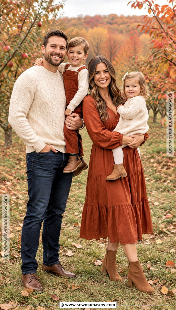 Rust and Cream Fall Family Photo Outfit - 15 fall family of 4 pictures outfits