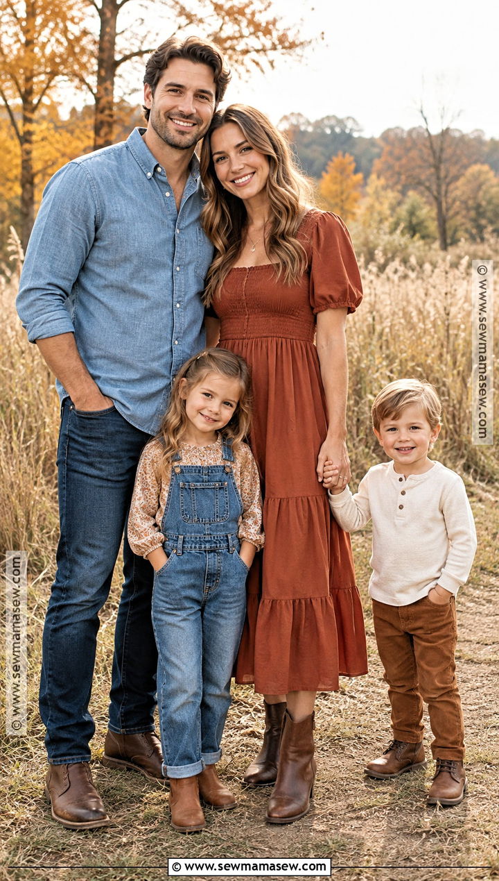 Rust and Denim Family Picture Outfit - 15 family picture outfits september