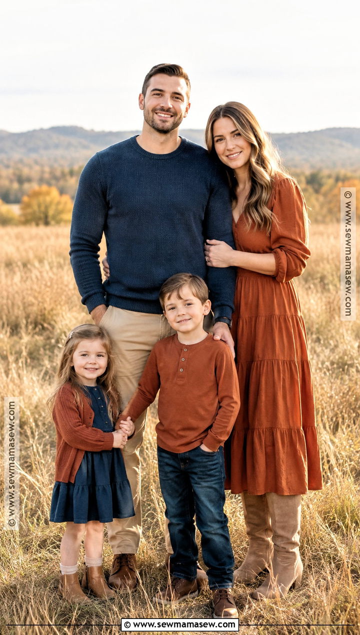 Rust and Navy Fall Family Picture Outfit - 15 fall clothes for family pictures