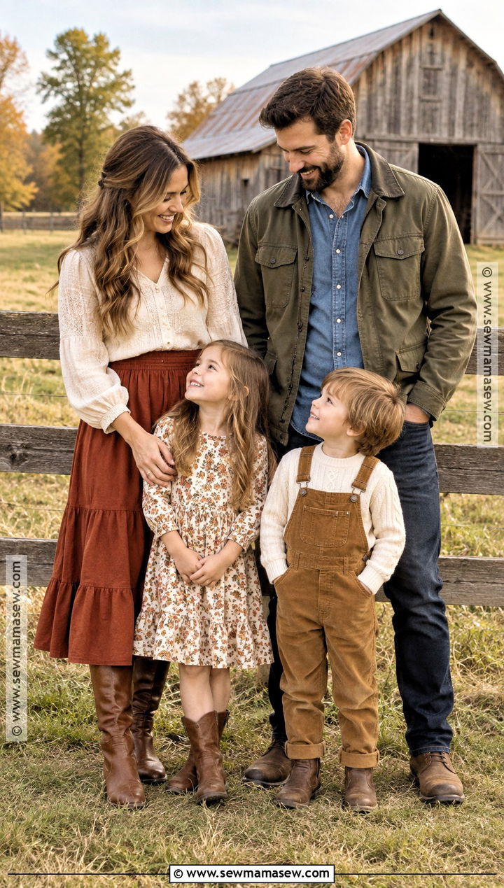 Rustic Farm Fall Family Picture Outfit - 20 fall picture outfits for family
