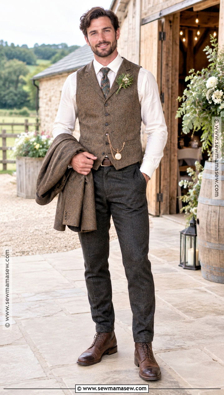 Rustic Waistcoat And Trouser Outfit For A November Wedding - 15 november wedding groom attire ideas