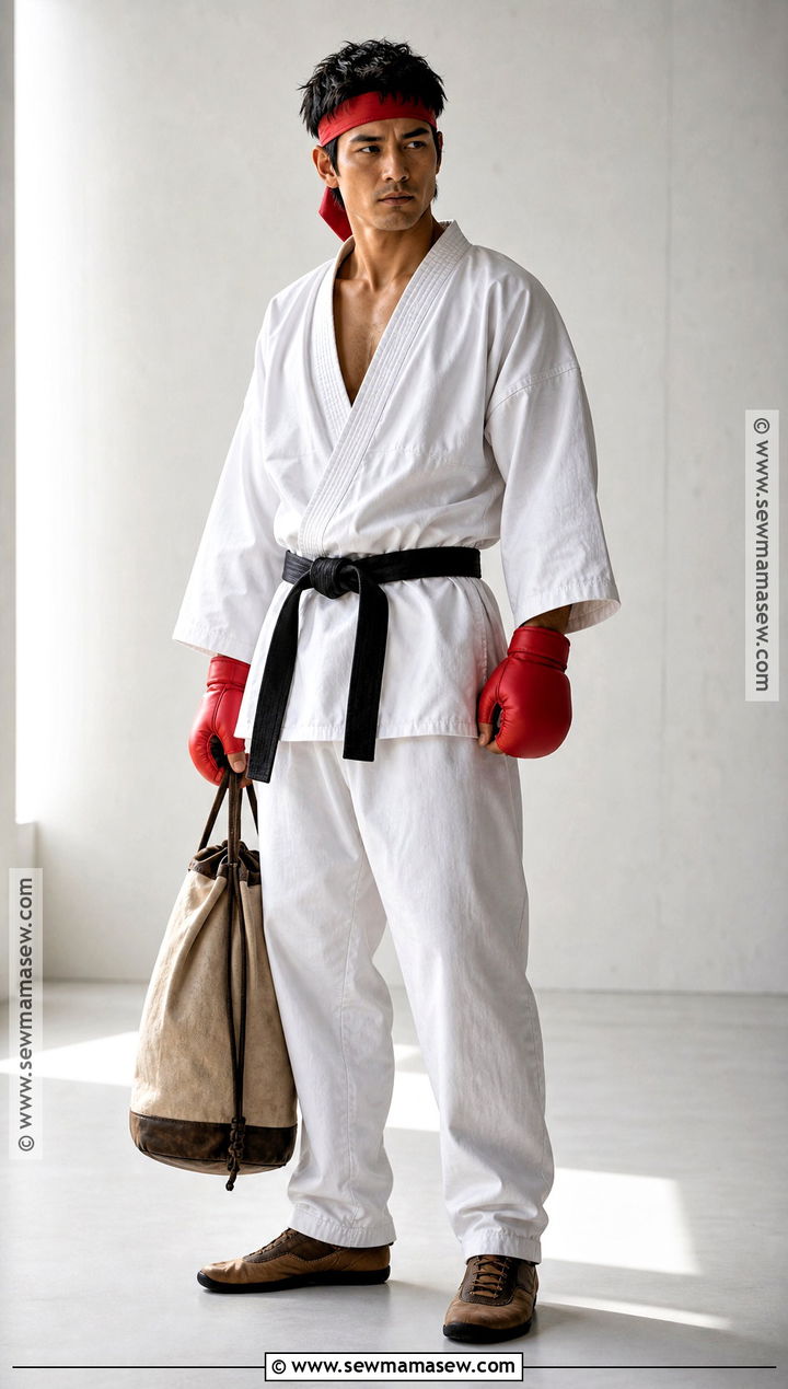 Ryu Costume With White Karate Uniform - 30 Video Game Halloween Costumes