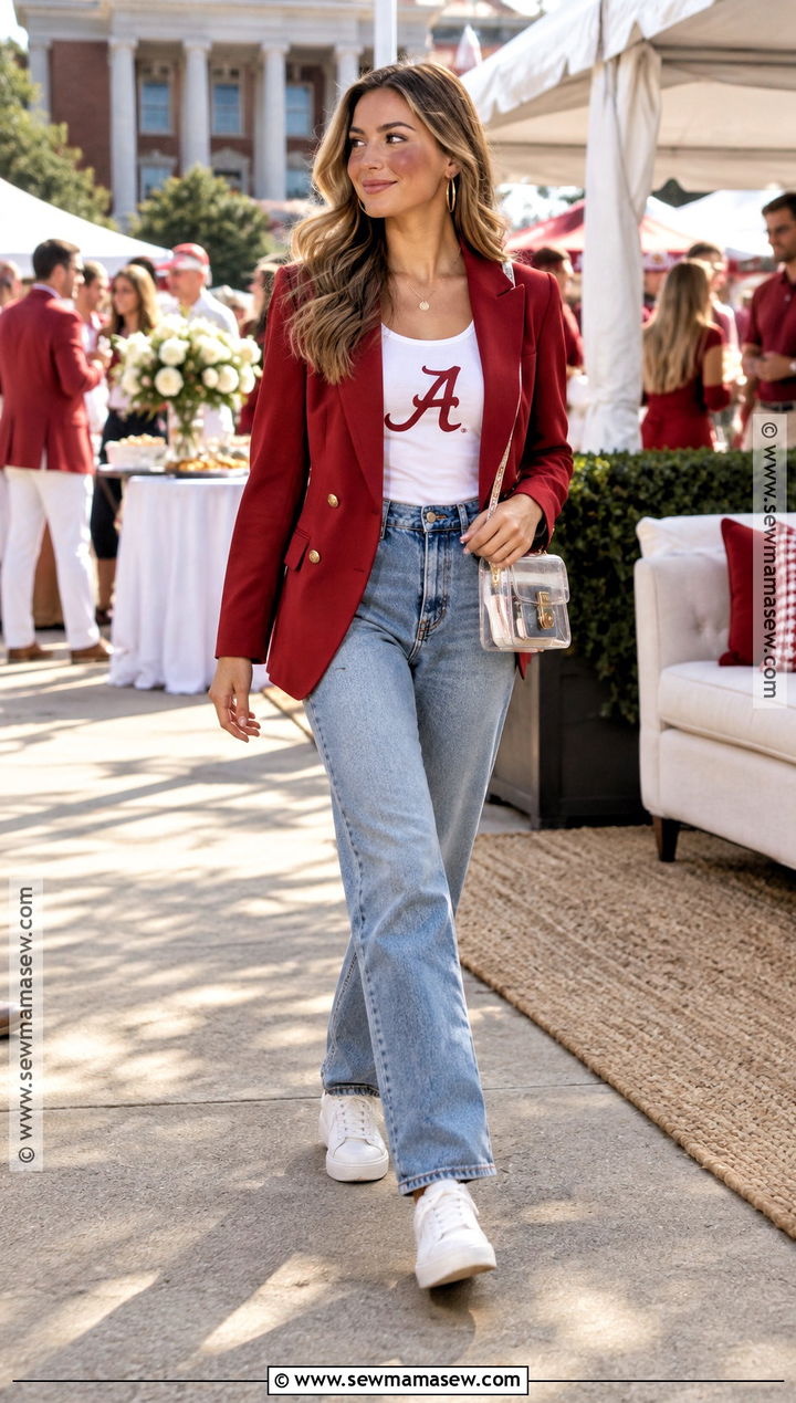 SEC Gameday Blazer And Straight Leg Jeans - 15 Sec Gameday Outfits Fall