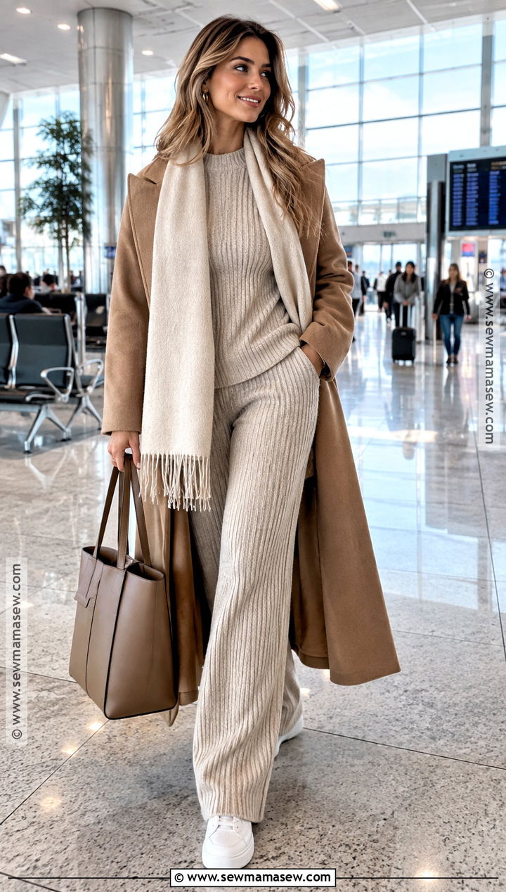 SHEIN Autumn Matching Knit Set And Long Coat Outfit - 25 shein autumn outfits