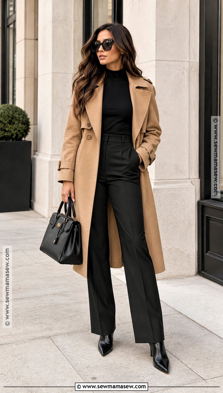SHEIN Autumn Trench Coat And Monochrome Outfit - 25 shein autumn outfits