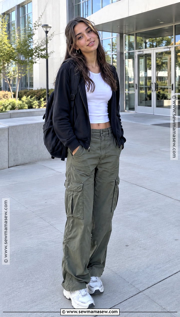 SHEIN Baby Tee And Cargo Pants Outfit - 20 back to school outfits from shein
