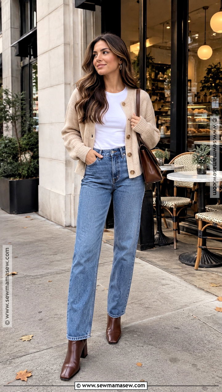 SHEIN Cardigan and Straight Leg Jeans Outfit - 25 shein outfits fall