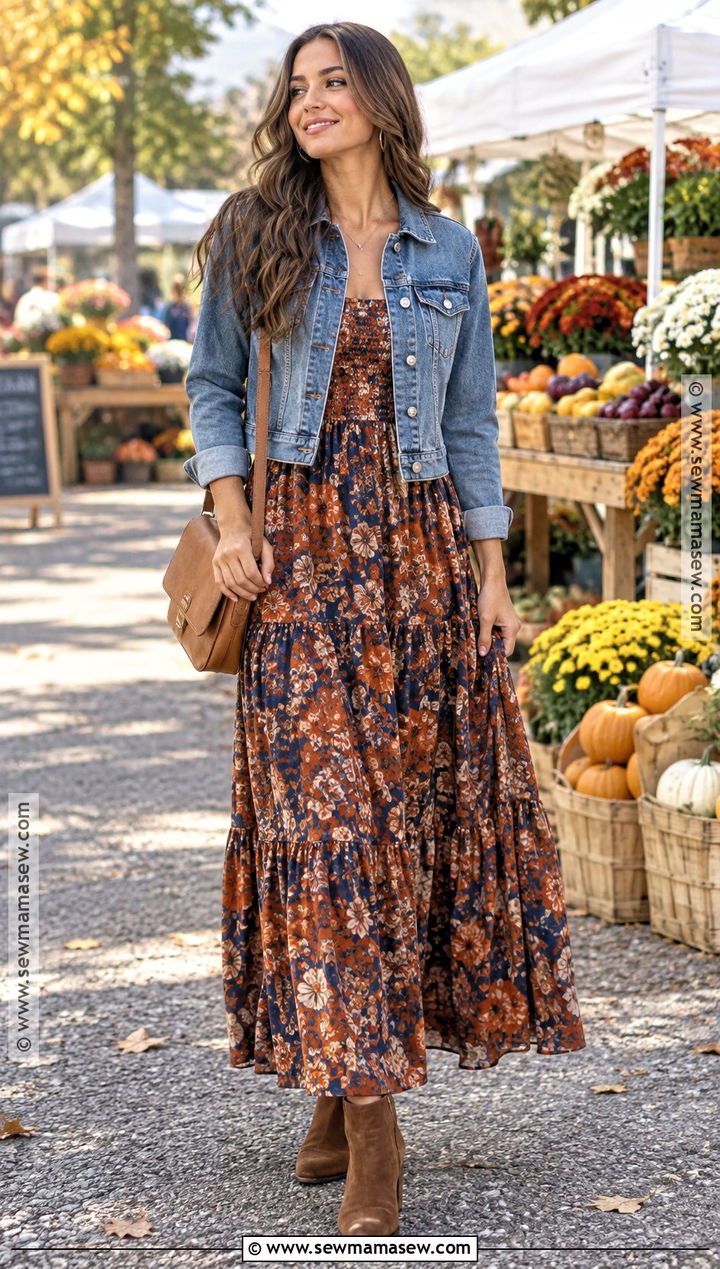 SHEIN Denim Jacket and Maxi Dress Outfit - 25 shein outfits fall
