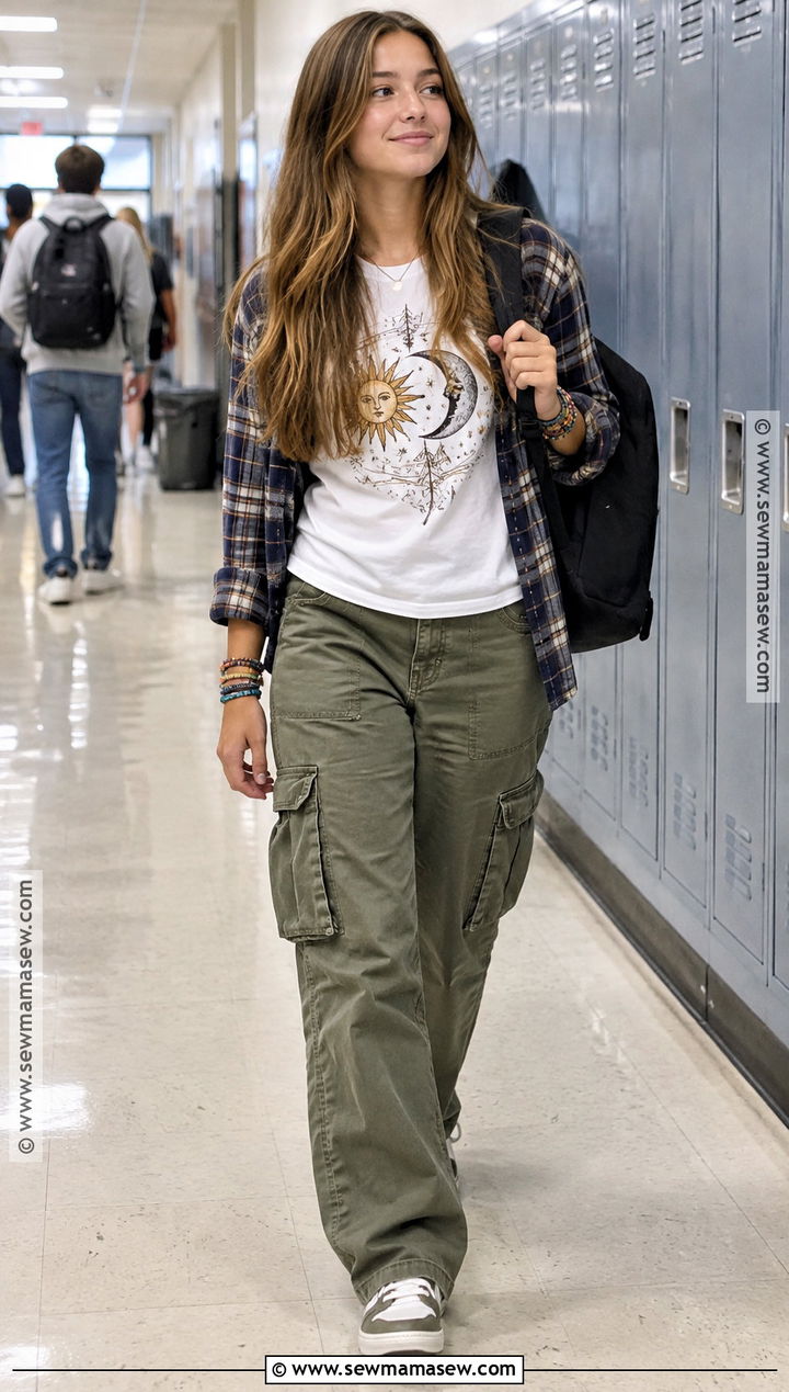 SHEIN Graphic Tee And Cargo Pants School Outfit - 15 Back To School Shein Outfits Highschool